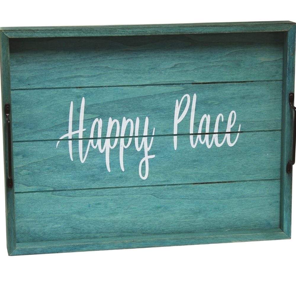 Teal Wooden Serving Tray